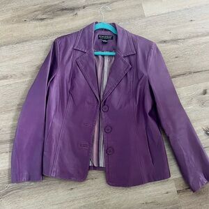 Super cool purple leather jacket!